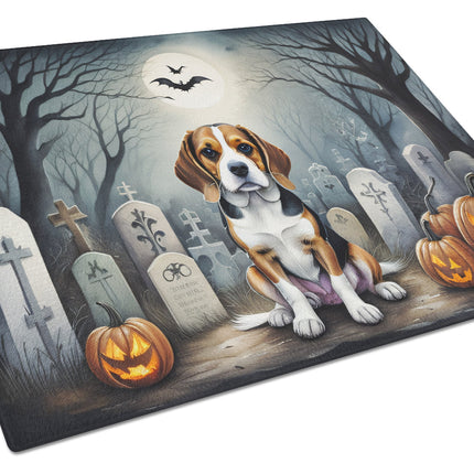 Beagle Spooky Halloween Glass Cutting Board