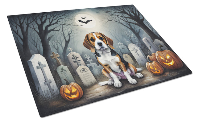 Beagle Spooky Halloween Glass Cutting Board