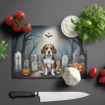 Beagle Spooky Halloween Glass Cutting Board