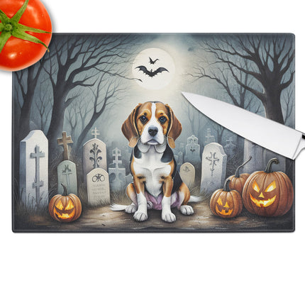Beagle Spooky Halloween Glass Cutting Board