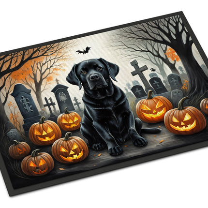 Black Labrador Retriever Spooky Halloween Doormat