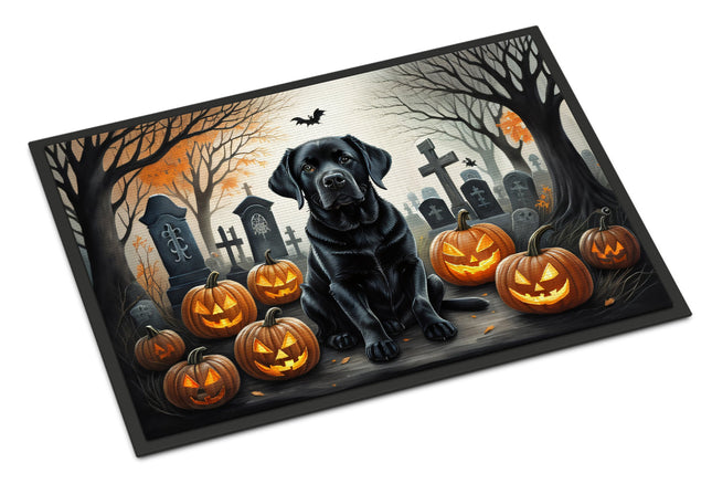 Black Labrador Retriever Spooky Halloween Doormat