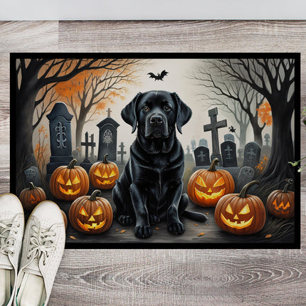 Black Labrador Retriever Spooky Halloween Doormat