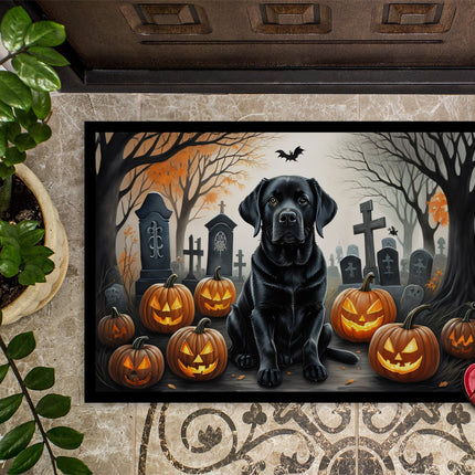 Black Labrador Retriever Spooky Halloween Doormat