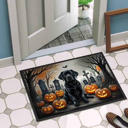 Black Labrador Retriever Spooky Halloween Doormat
