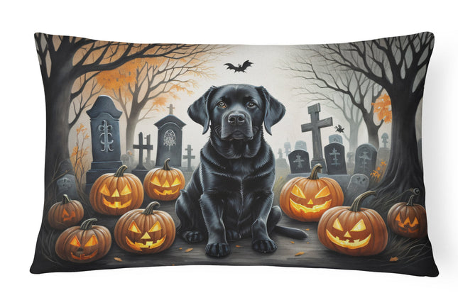 Black Labrador Retriever Spooky Halloween Throw Pillow
