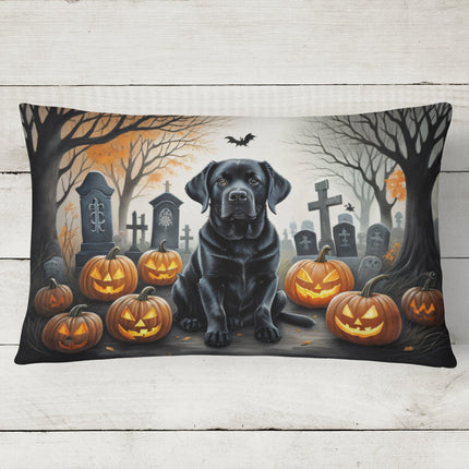 Black Labrador Retriever Spooky Halloween Throw Pillow