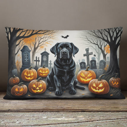 Black Labrador Retriever Spooky Halloween Throw Pillow