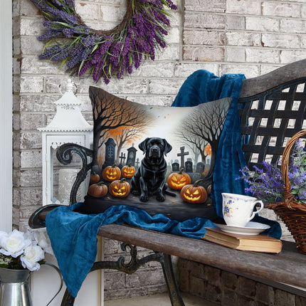 Black Labrador Retriever Spooky Halloween Throw Pillow