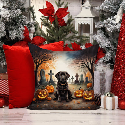 Chocolate Labrador Retriever Spooky Halloween Throw Pillow