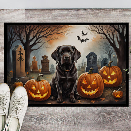 Chocolate Labrador Retriever Spooky Halloween Doormat