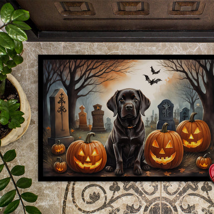 Chocolate Labrador Retriever Spooky Halloween Doormat