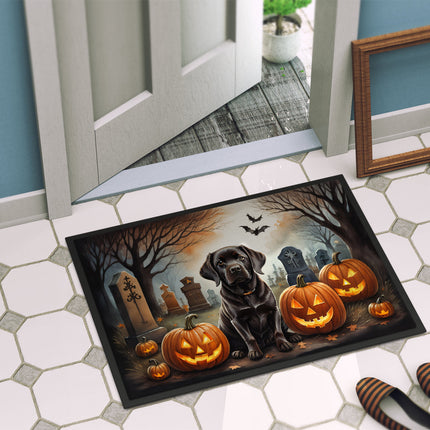 Chocolate Labrador Retriever Spooky Halloween Doormat