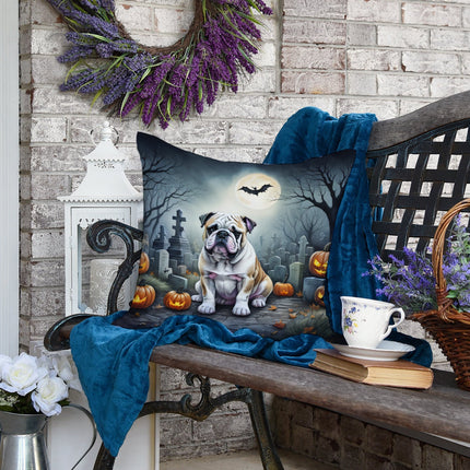 English Bulldog Spooky Halloween Throw Pillow