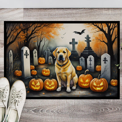 Yellow Labrador Retriever Spooky Halloween Doormat