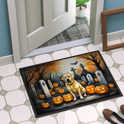 Yellow Labrador Retriever Spooky Halloween Doormat