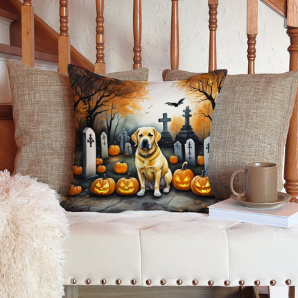 Yellow Labrador Retriever Spooky Halloween Throw Pillow
