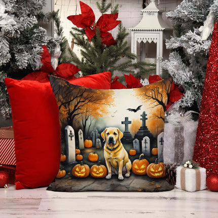 Yellow Labrador Retriever Spooky Halloween Throw Pillow