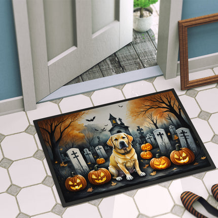 Yellow Labrador Retriever Spooky Halloween Doormat