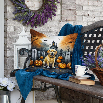 Yellow Labrador Retriever Spooky Halloween Throw Pillow