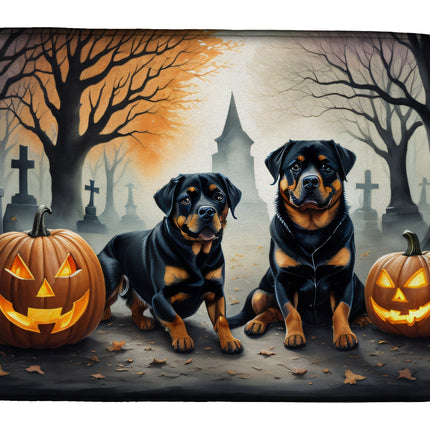 Rottweiler Spooky Halloween Dish Drying Mat