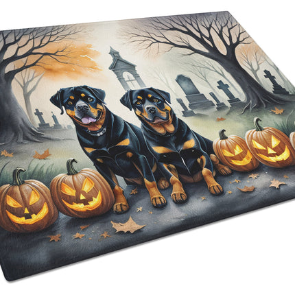 Rottweiler Spooky Halloween Glass Cutting Board