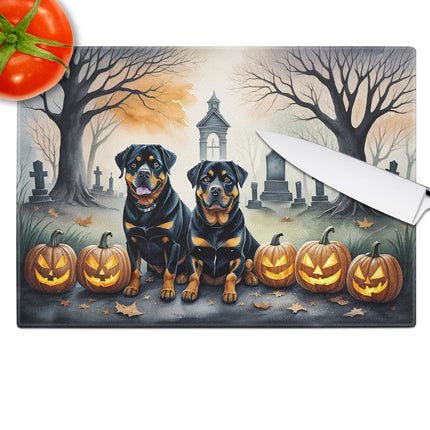 Rottweiler Spooky Halloween Glass Cutting Board
