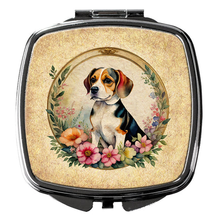 Beagle and Flowers Compact Mirror