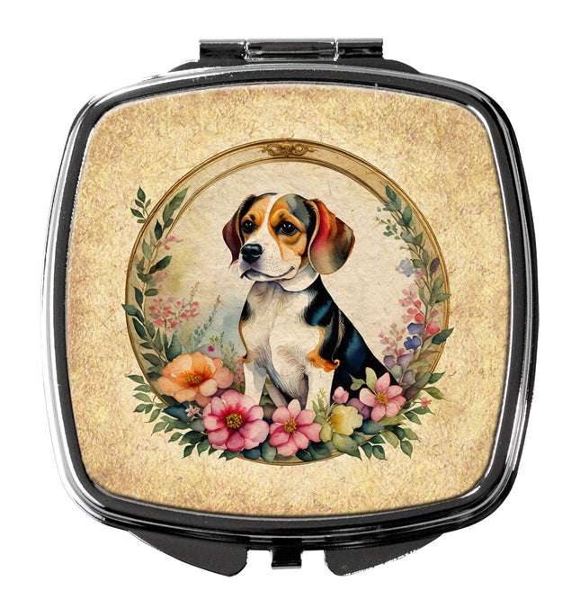 Beagle and Flowers Compact Mirror