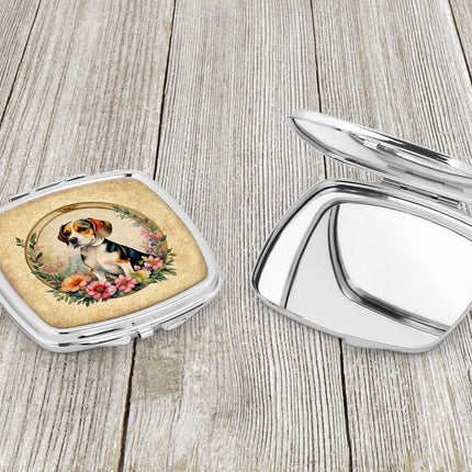 Beagle and Flowers Compact Mirror
