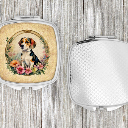 Beagle and Flowers Compact Mirror