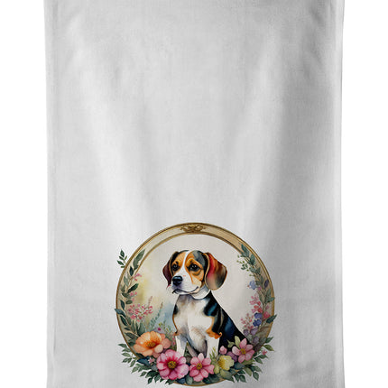 Beagle and Flowers Kitchen Towel Set of 2
