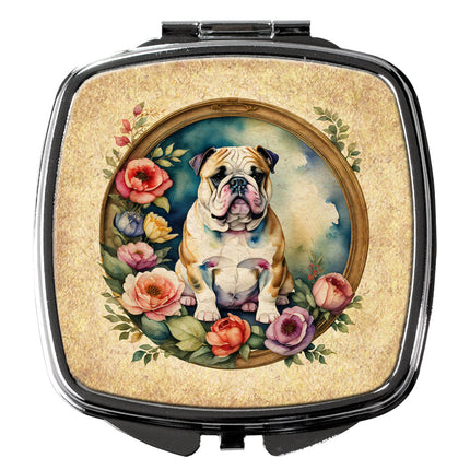 English Bulldog and Flowers Compact Mirror