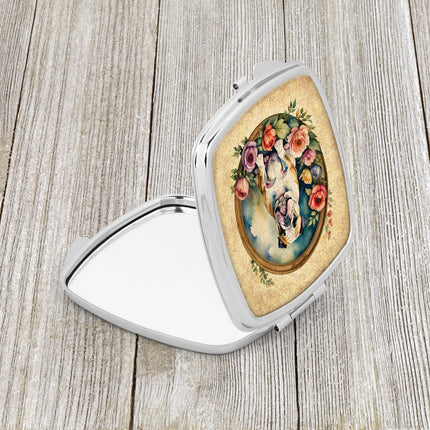 English Bulldog and Flowers Compact Mirror