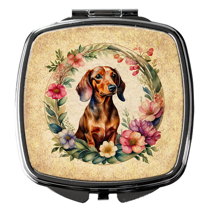 Dachshund and Flowers Compact Mirror