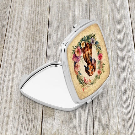 Dachshund and Flowers Compact Mirror