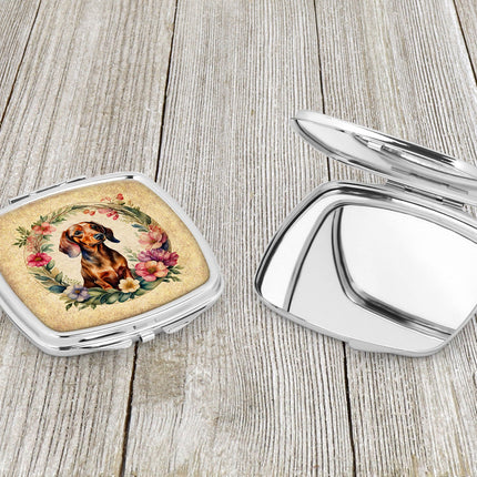 Dachshund and Flowers Compact Mirror