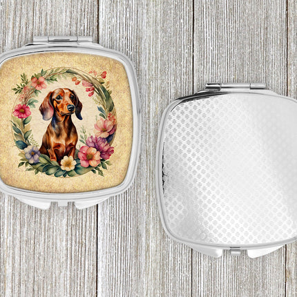 Dachshund and Flowers Compact Mirror