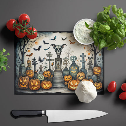 Pet Cemetery Spooky Halloween Glass Cutting Board