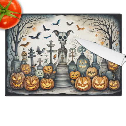 Pet Cemetery Spooky Halloween Glass Cutting Board
