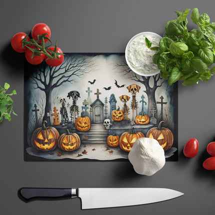 Pet Cemetery Spooky Halloween Glass Cutting Board