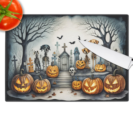 Pet Cemetery Spooky Halloween Glass Cutting Board
