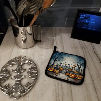 Pet Cemetery Spooky Halloween Pair of Pot Holders