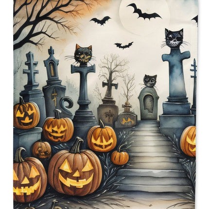 Cat Cemetery Spooky Halloween House Flag