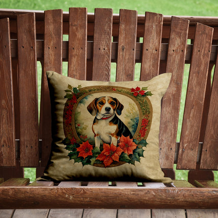 Beagle Christmas Flowers Throw Pillow