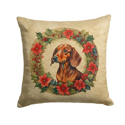 Dachshund Christmas Flowers Throw Pillow