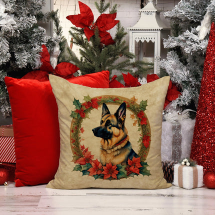 German Shepherd Christmas Flowers Throw Pillow