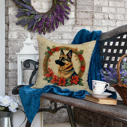 German Shepherd Christmas Flowers Throw Pillow