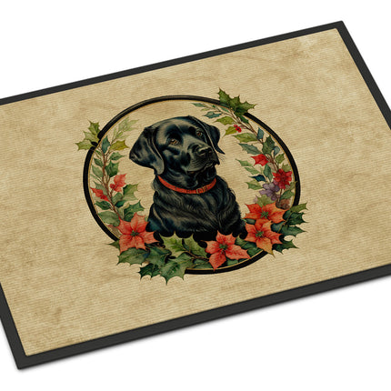 Labrador Retriever Christmas Flowers Doormat