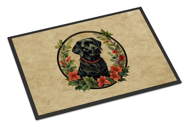 Labrador Retriever Christmas Flowers Doormat